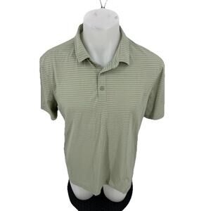 Lululemon Large ? Men Evolution Short Sleeve Polo Agile Stripe Fern Green 5-32